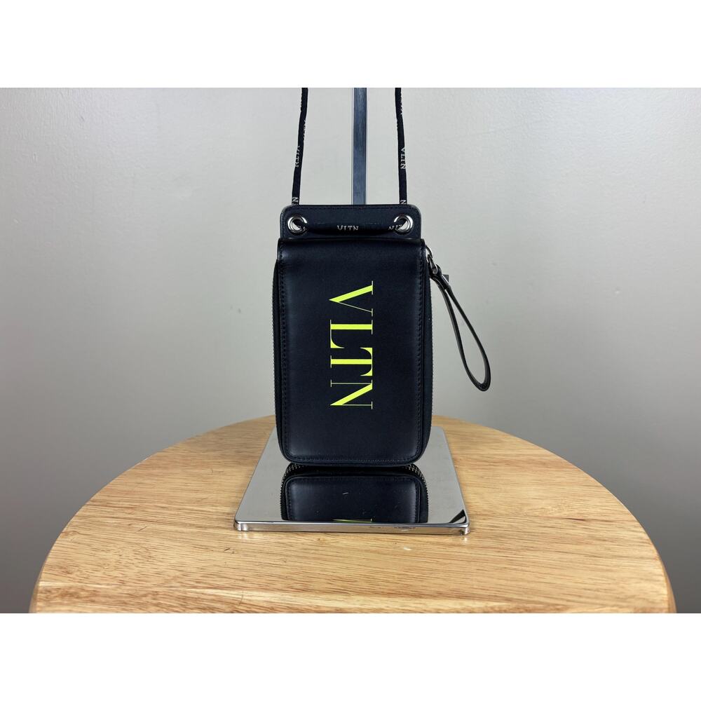 Authentic Valentino Black Leather Bifold Wallet with Strap